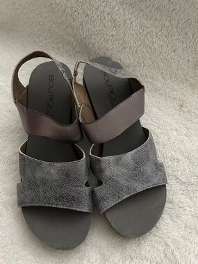 Corkys Metallic Gray Comfort Slingback Sandals